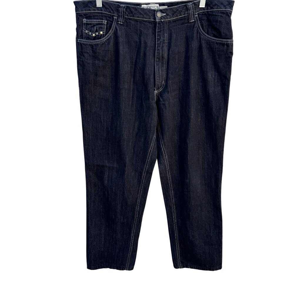 Liberty Blues Western Dark Wash Studded Relaxed Cowboy Denim Jeans Mens 40x30.5